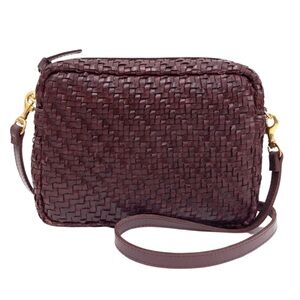 Clare V Leather Crossbody Midi Sac Woven - Plum